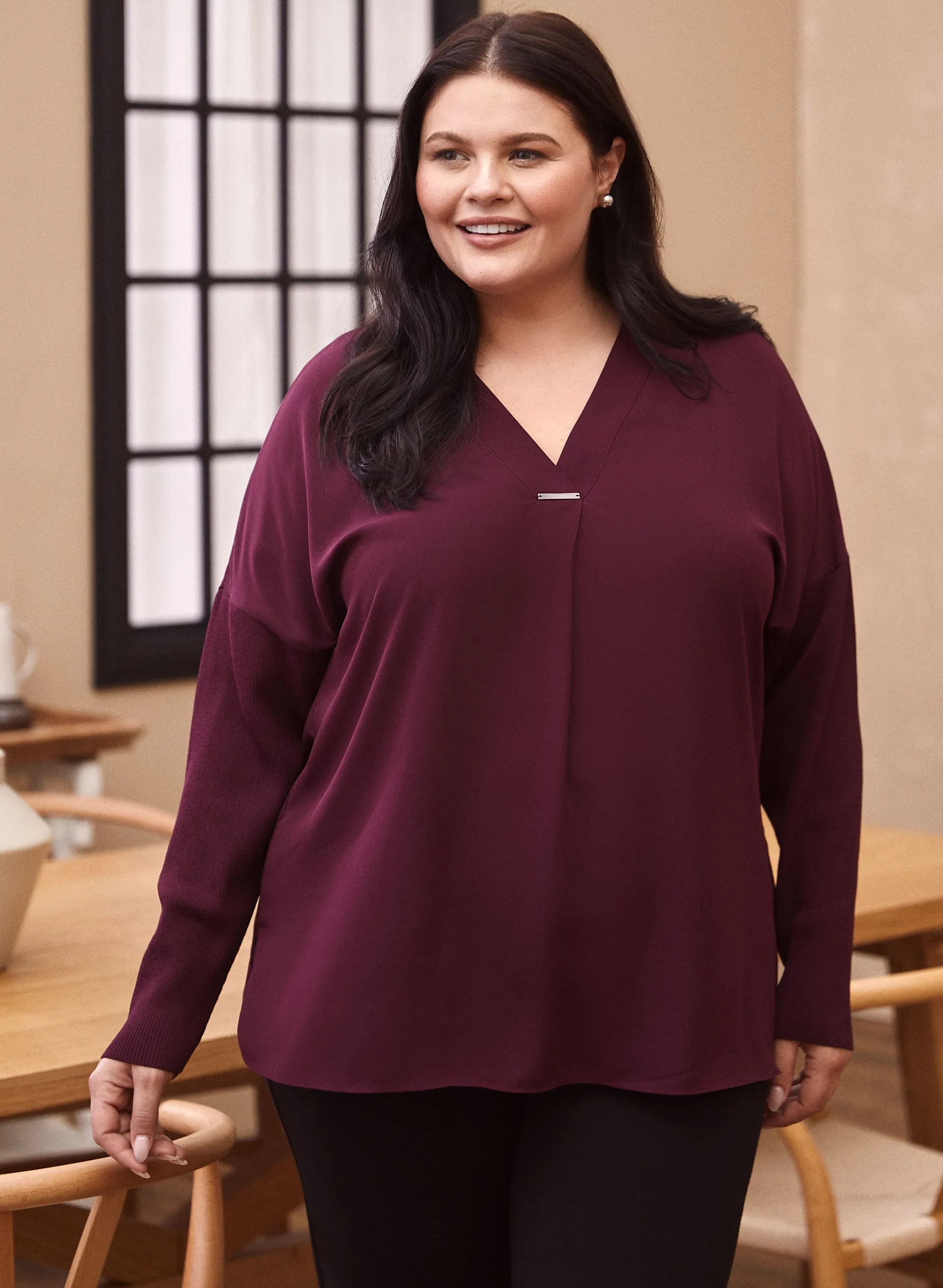 Long Sleeve V-Neck Blouse sold by Laura