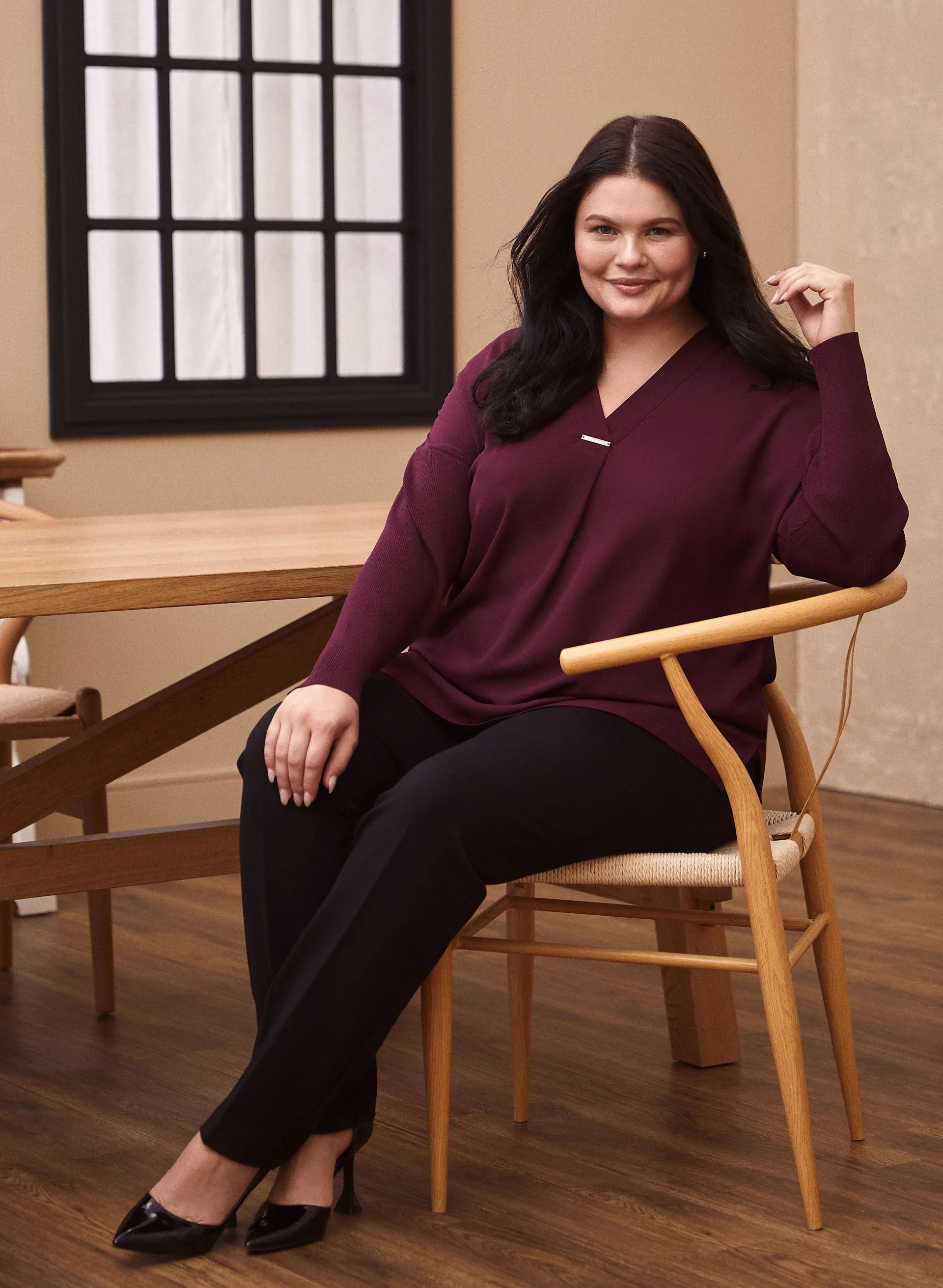 Long Sleeve V-Neck Blouse sold by Laura product image thumbnail 3