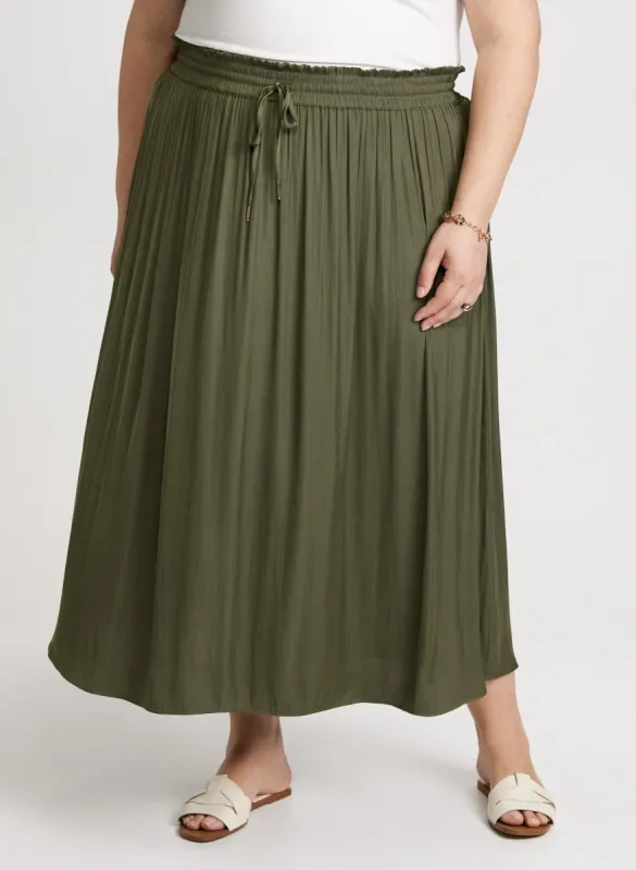Smocked Waist Satin Maxi Skirt sold by Laura