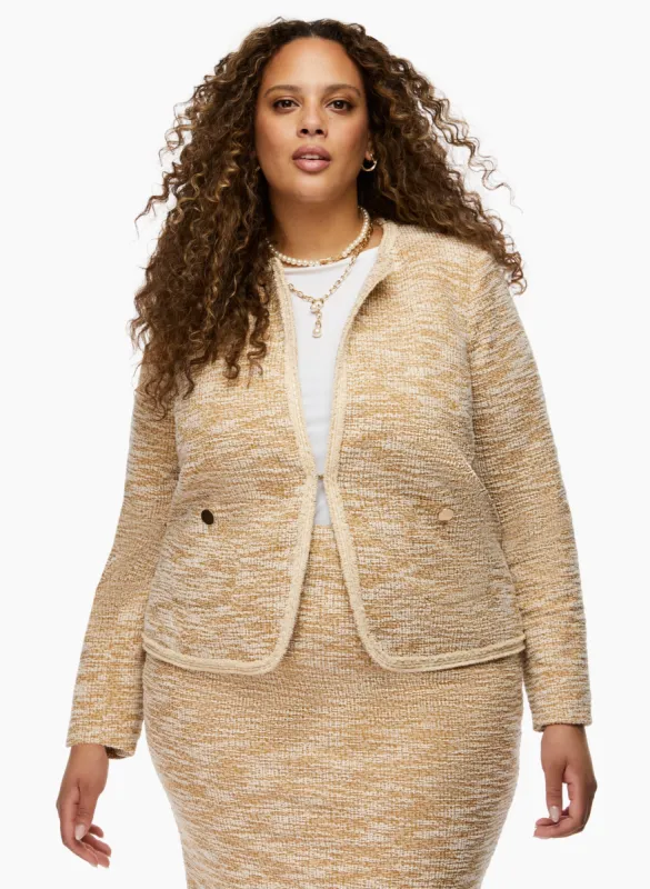 Collarless Bouclé Jacket sold by Laura