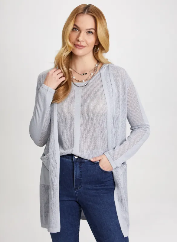 Hooded Tunic-Style Knit Cardigan sold by Laura