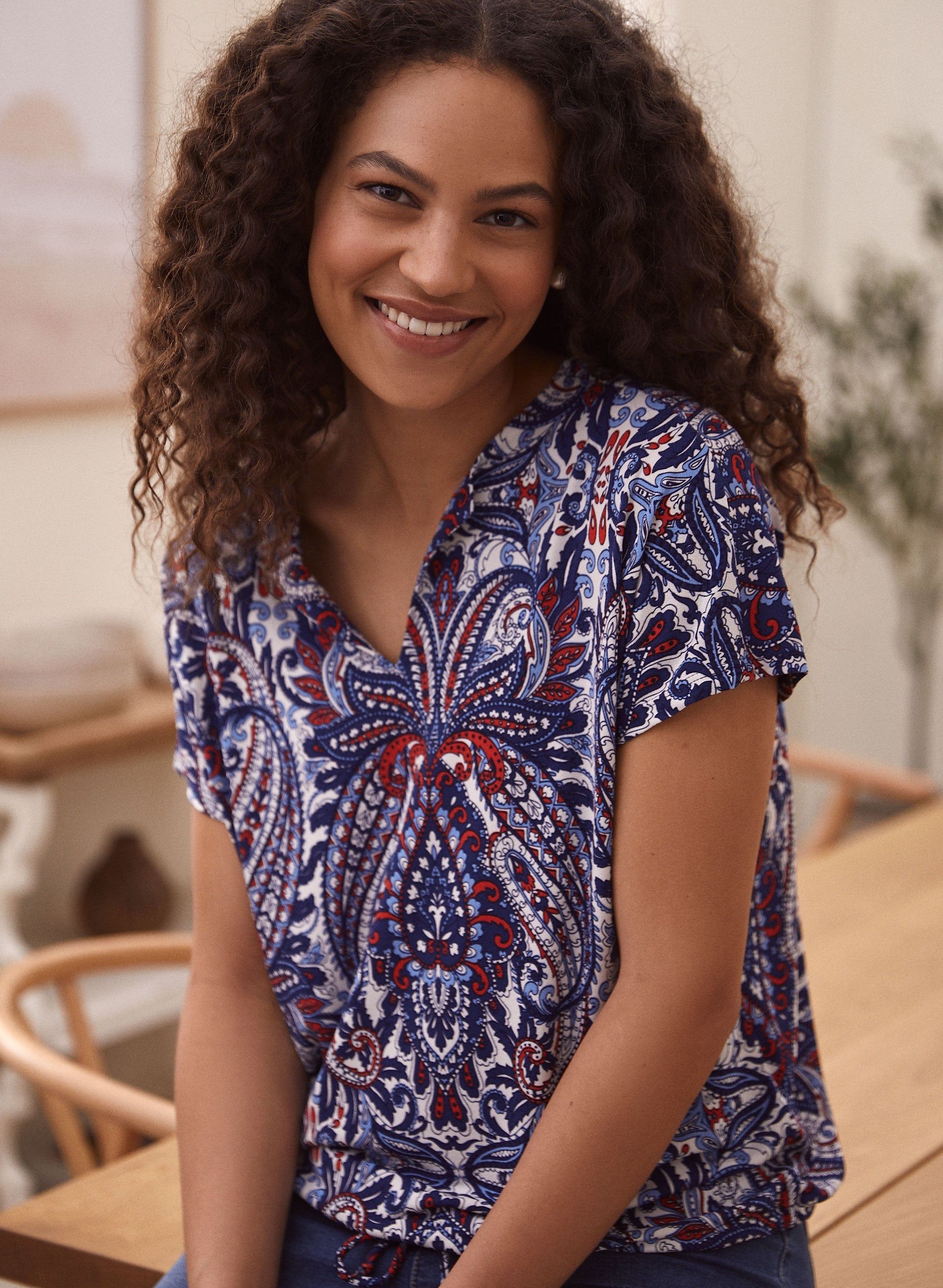 Paisley Print V-Neck Top sold by Laura