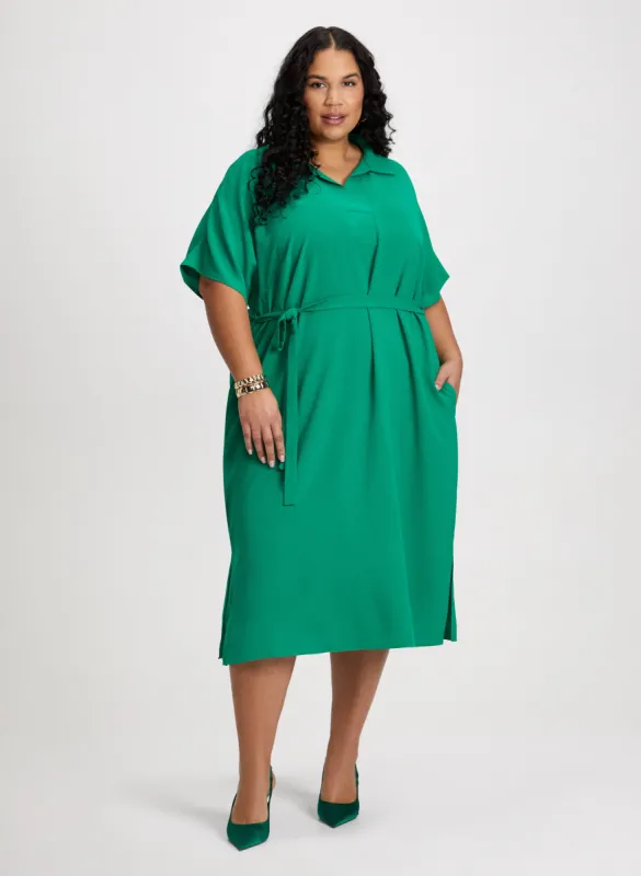 Belted Waist Shirt Collar Dress sold by Laura