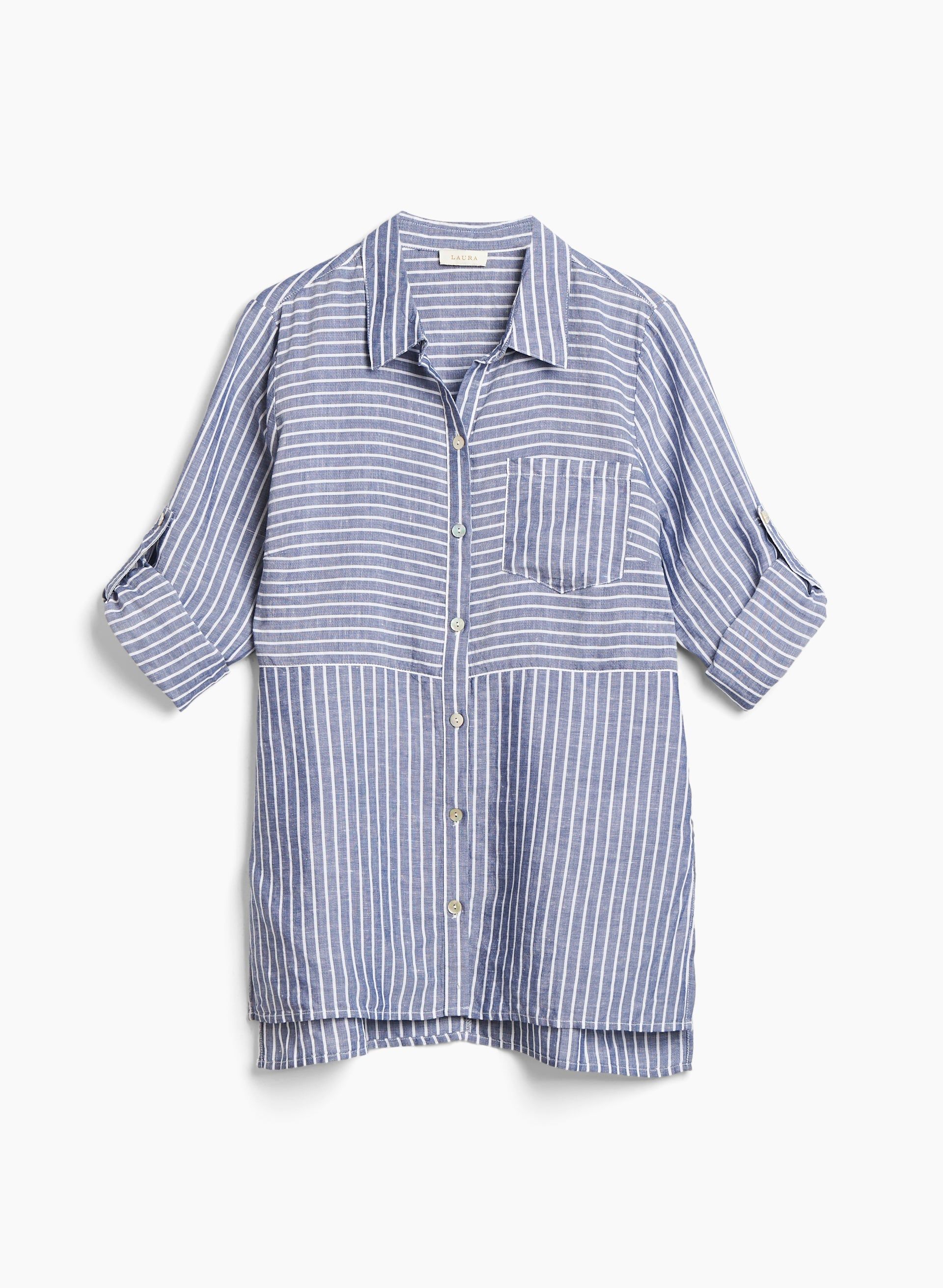 Striped Tencel & Linen Blouse sold by Laura product image thumbnail 5