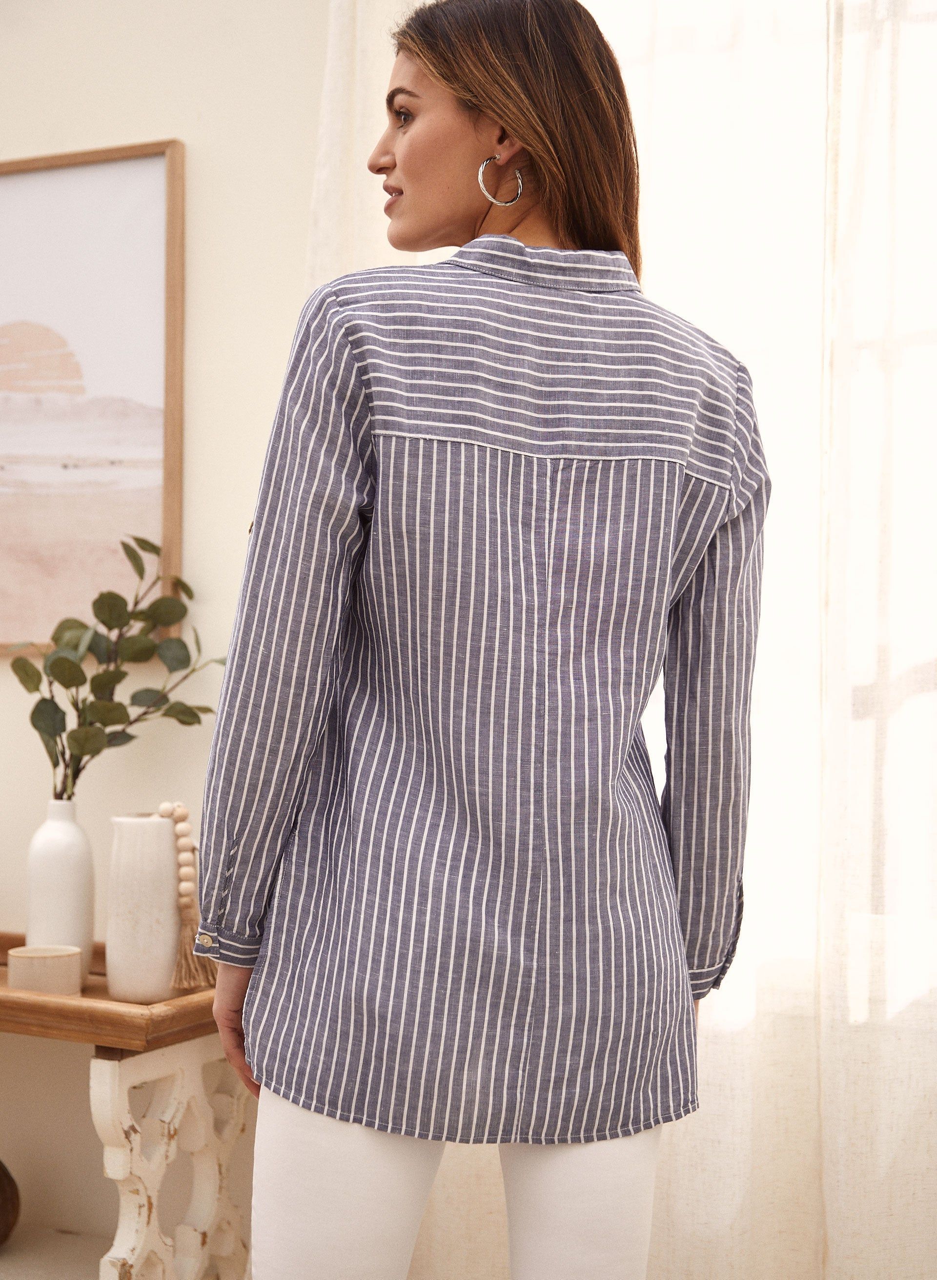 Striped Tencel & Linen Blouse sold by Laura product image thumbnail 4