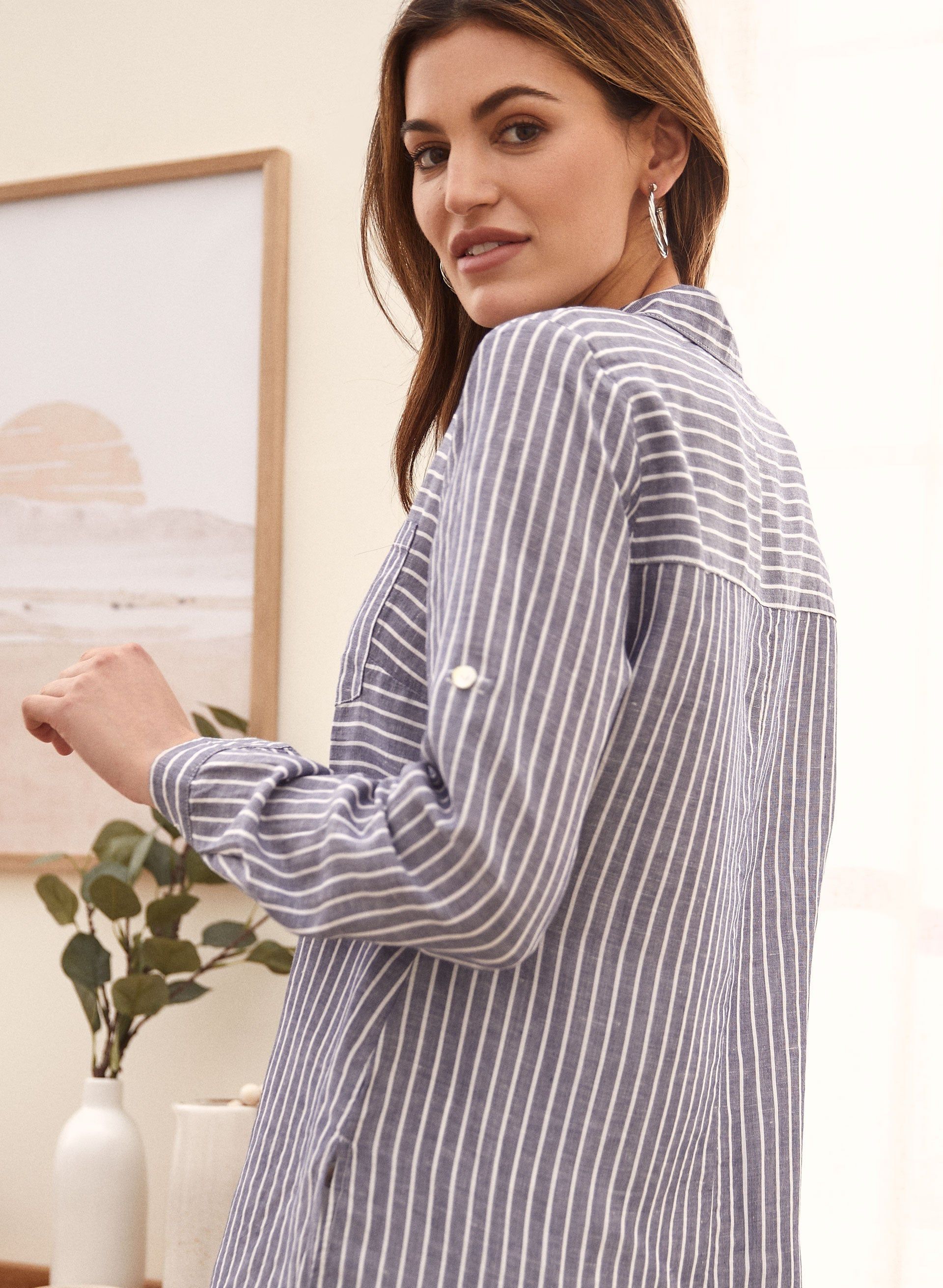 Striped Tencel & Linen Blouse sold by Laura product image thumbnail 2