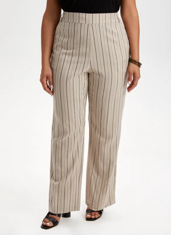 Striped Linen Pull-On Pants sold by Laura