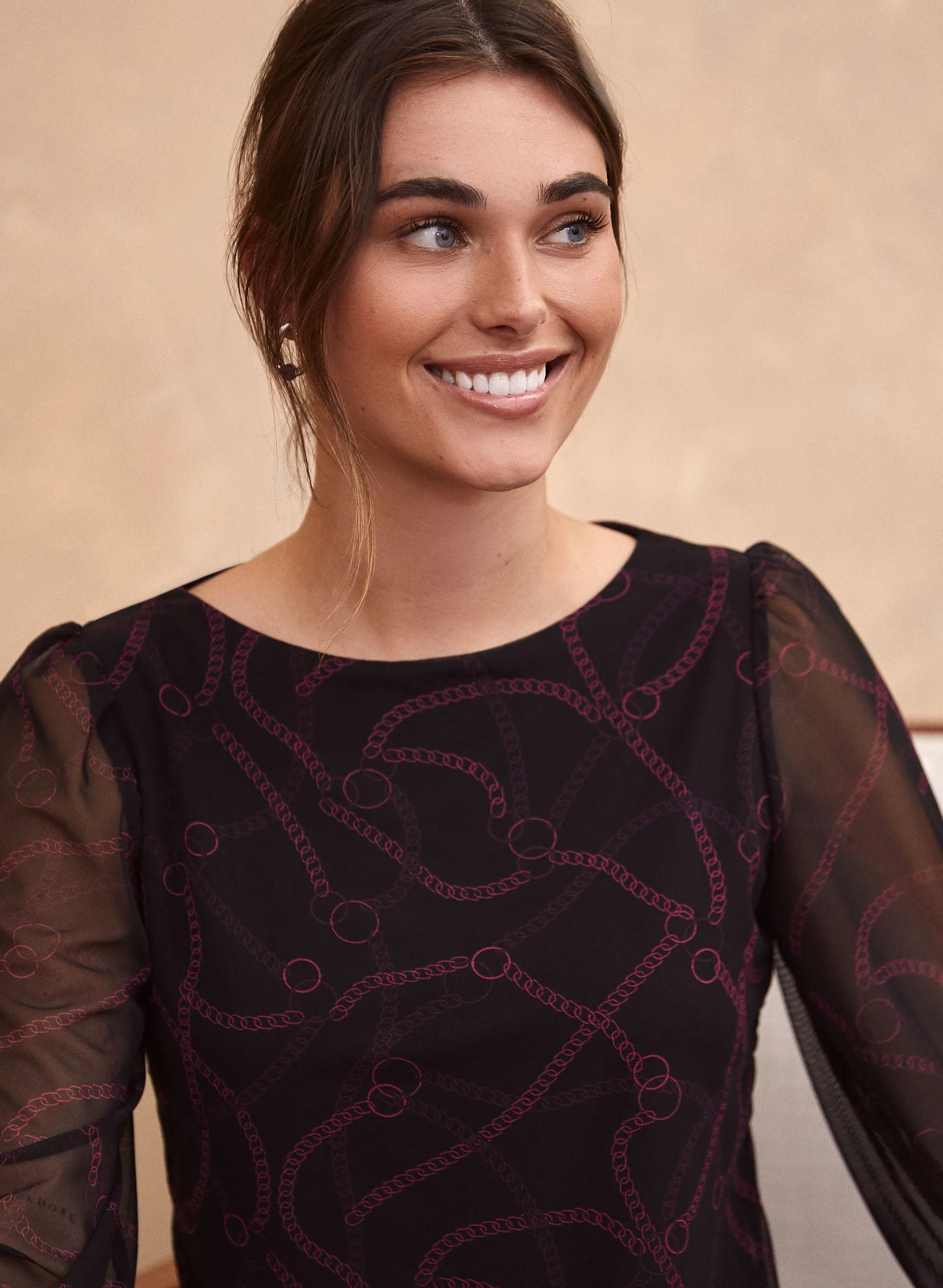 Chain Print Sheer Sleeve Top sold by Laura product image thumbnail 2