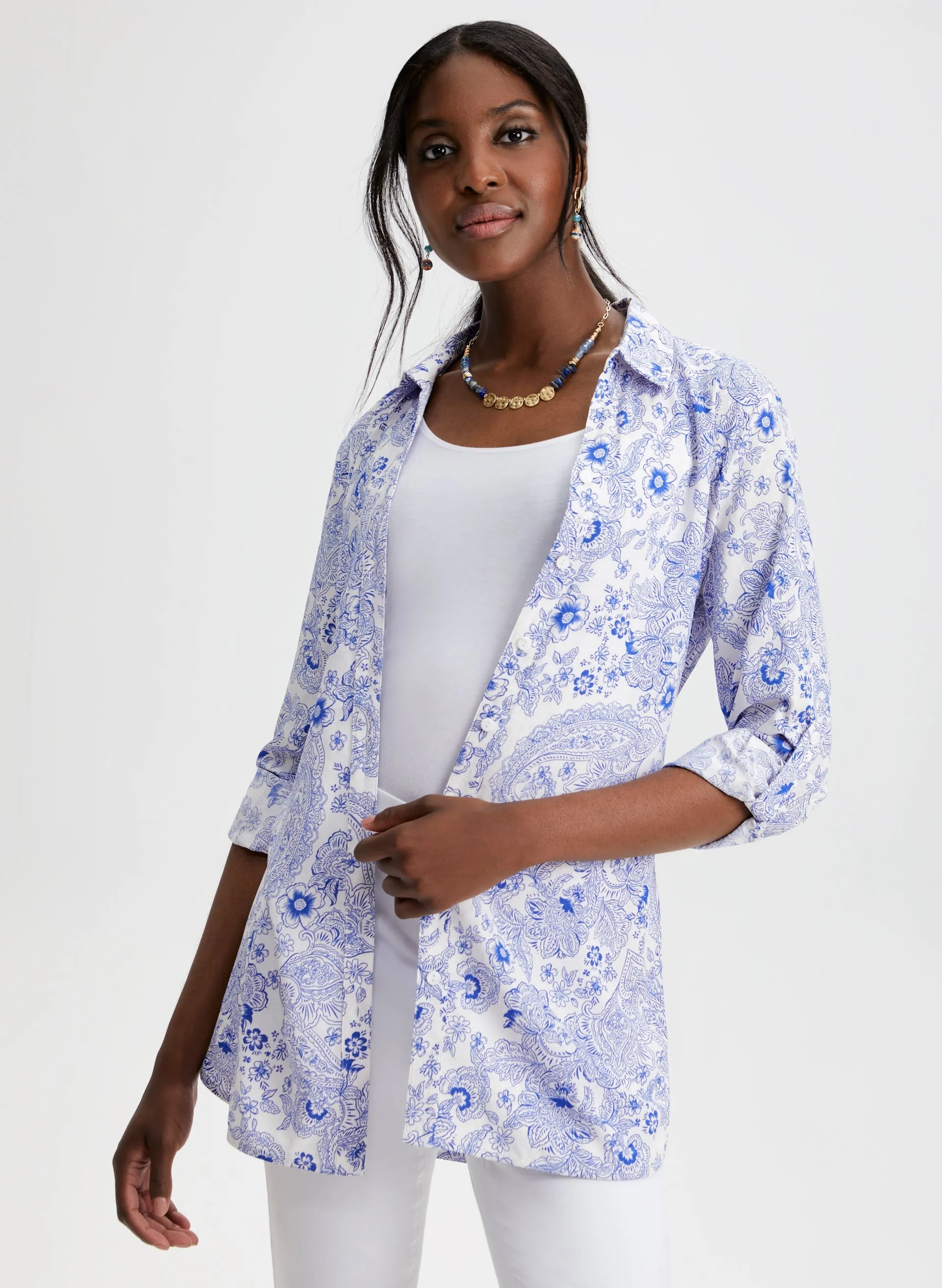 Floral Paisley Print Button-Up Tunic sold by Laura product image thumbnail 2