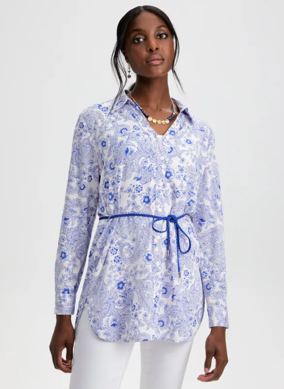 Floral Paisley Print Button-Up Tunic sold by Laura