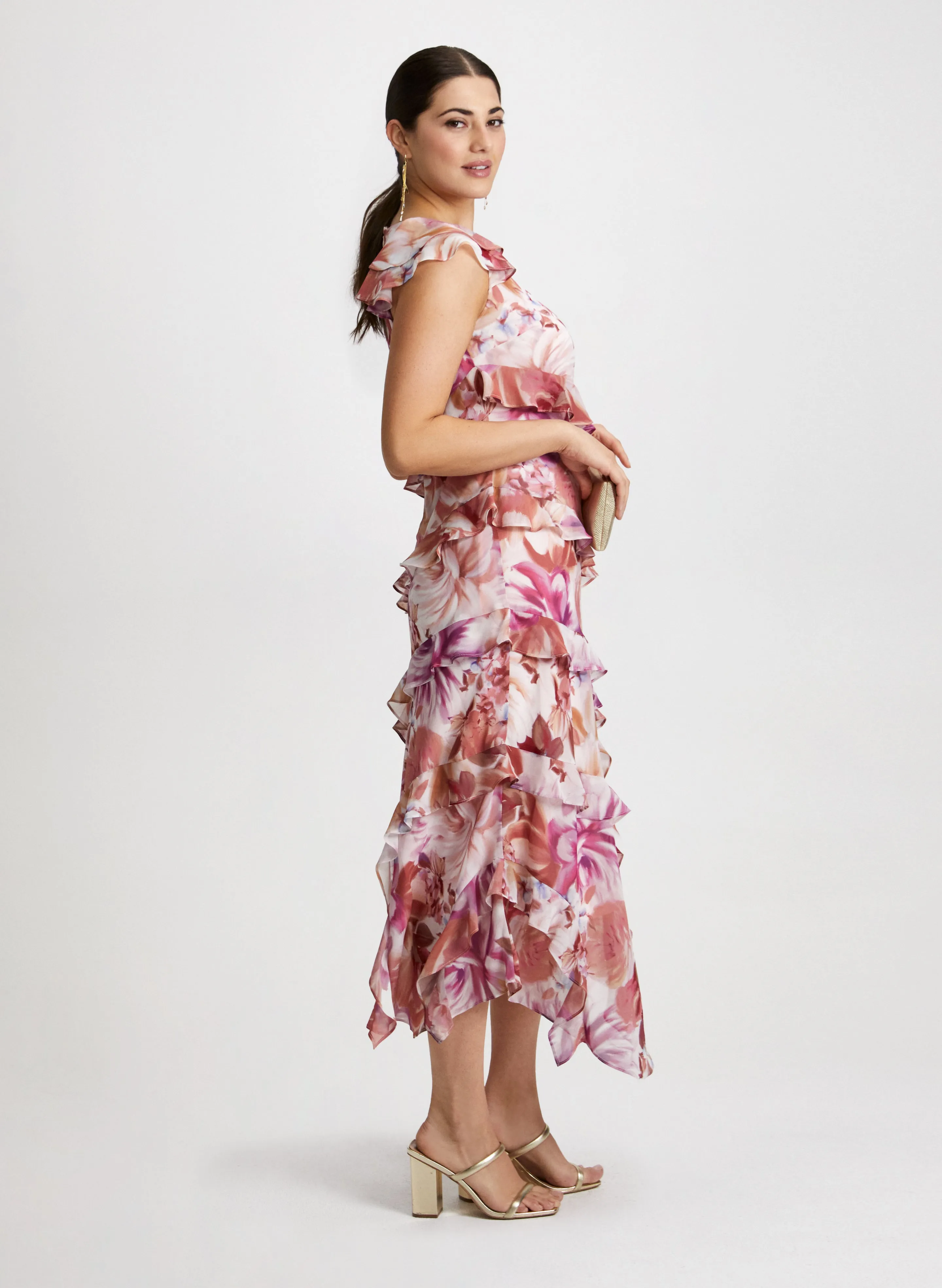Ruffled Chiffon Floral Dress sold by Laura product image thumbnail 2