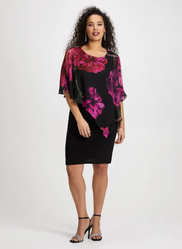 Floral Placement Poncho Dress sold by Laura