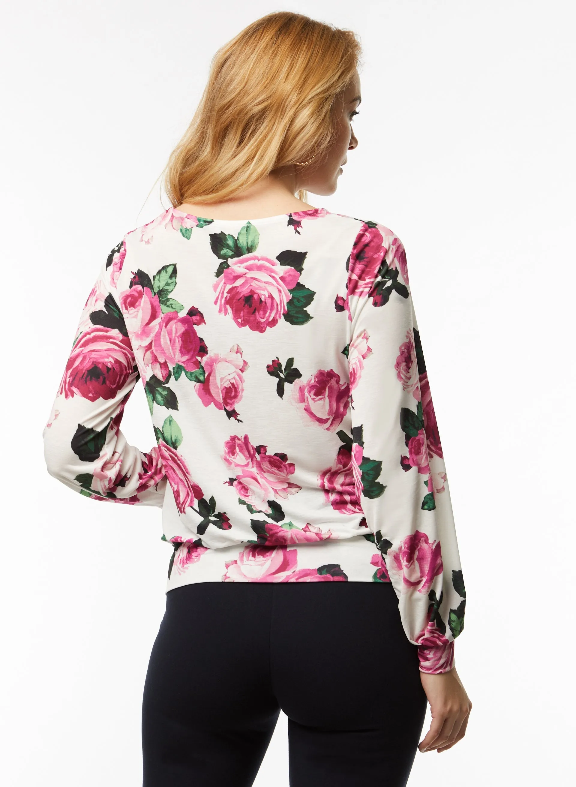 Puff Sleeve Rose Print Top sold by Laura product image thumbnail 4