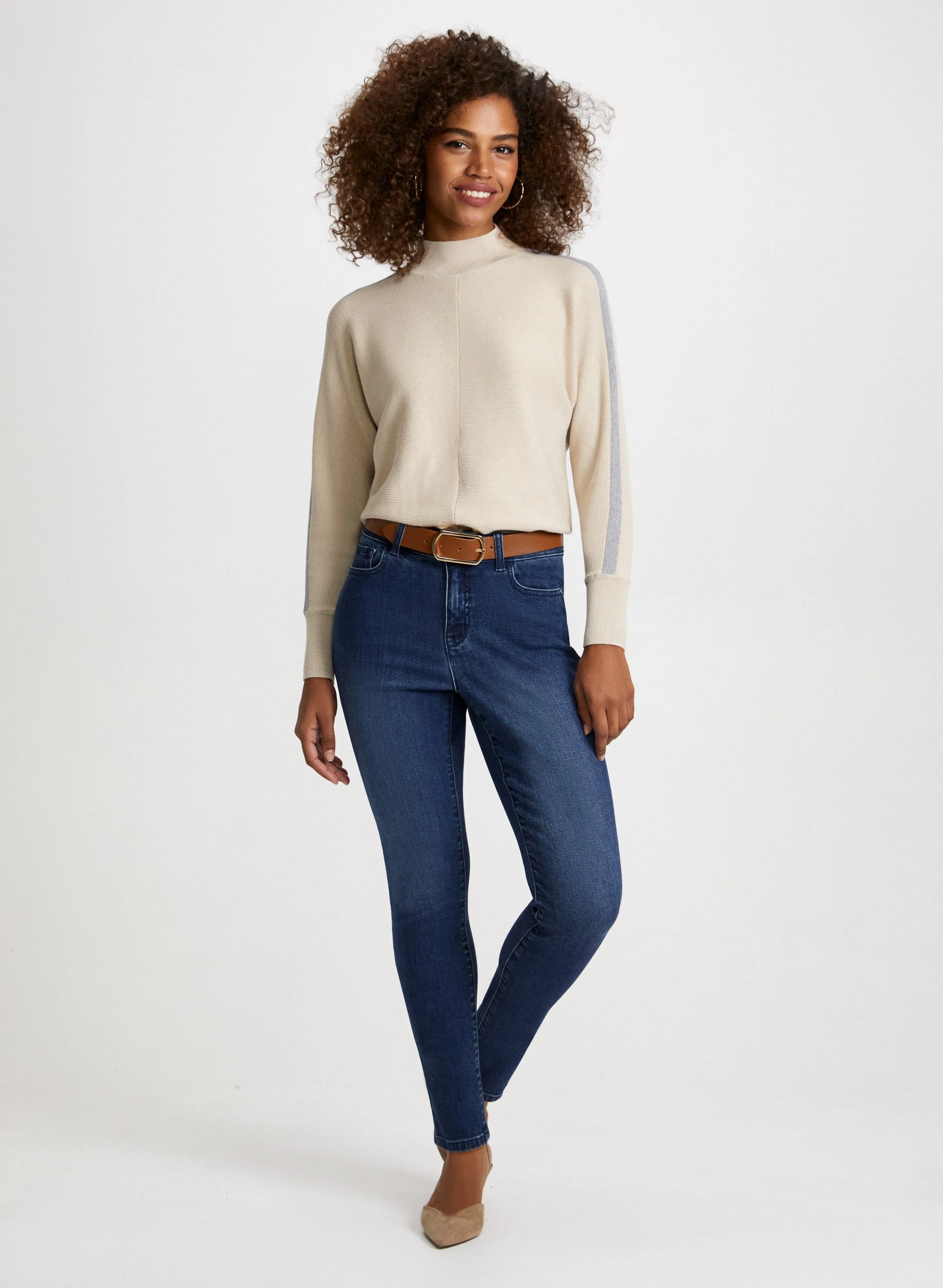 Contrast Stripe Sweater & Slim Leg Jeans sold by Laura