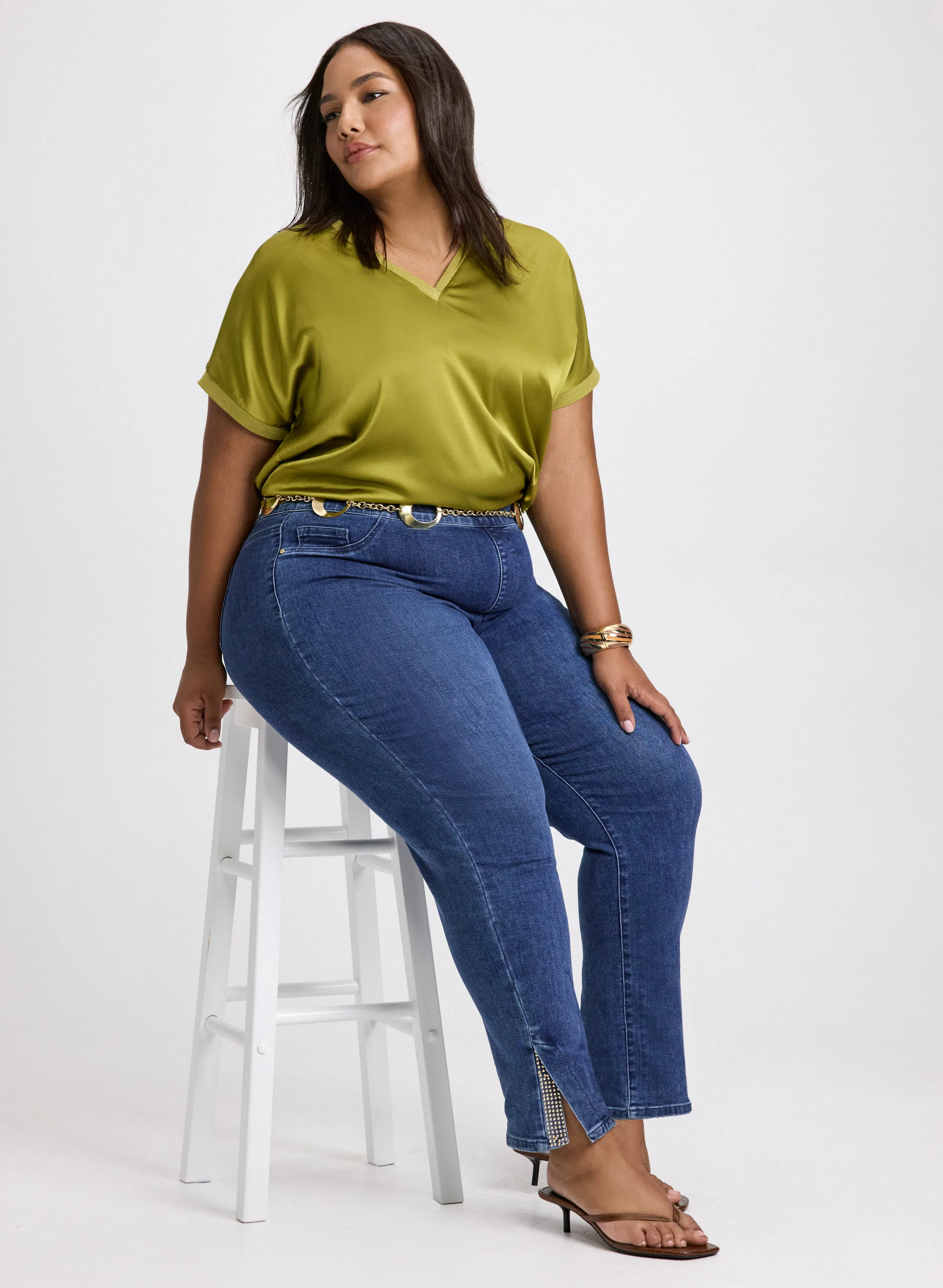 Satin Blouse & Pull-On Jeans sold by Laura