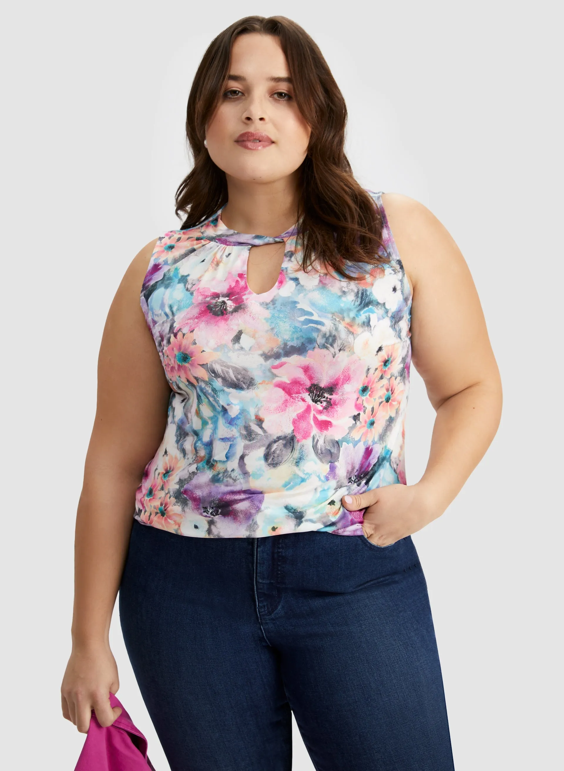 Sleeveless Floral Print Top sold by Laura
