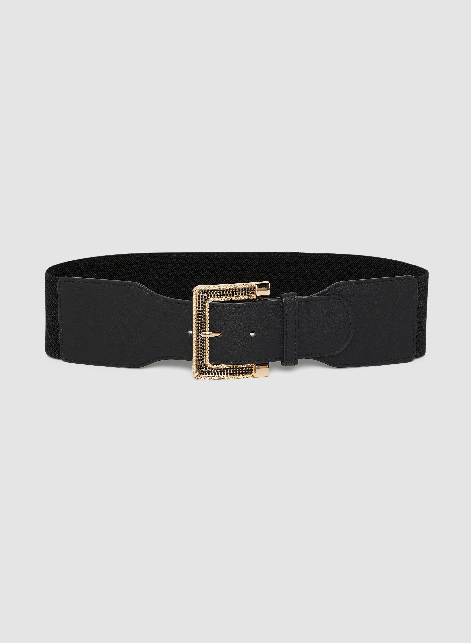 Wide Elastic Embellished Buckle Belt sold by Laura