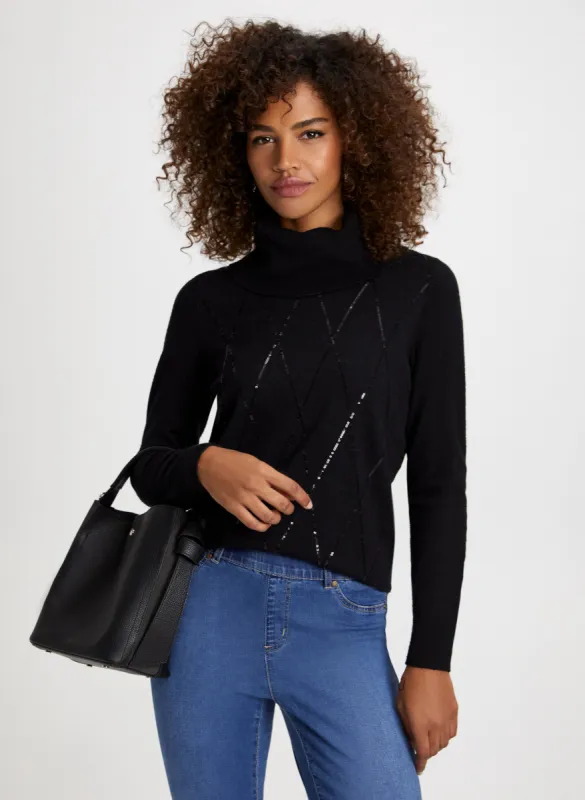 Argyle Motif Sequin Detail Sweater sold by Laura