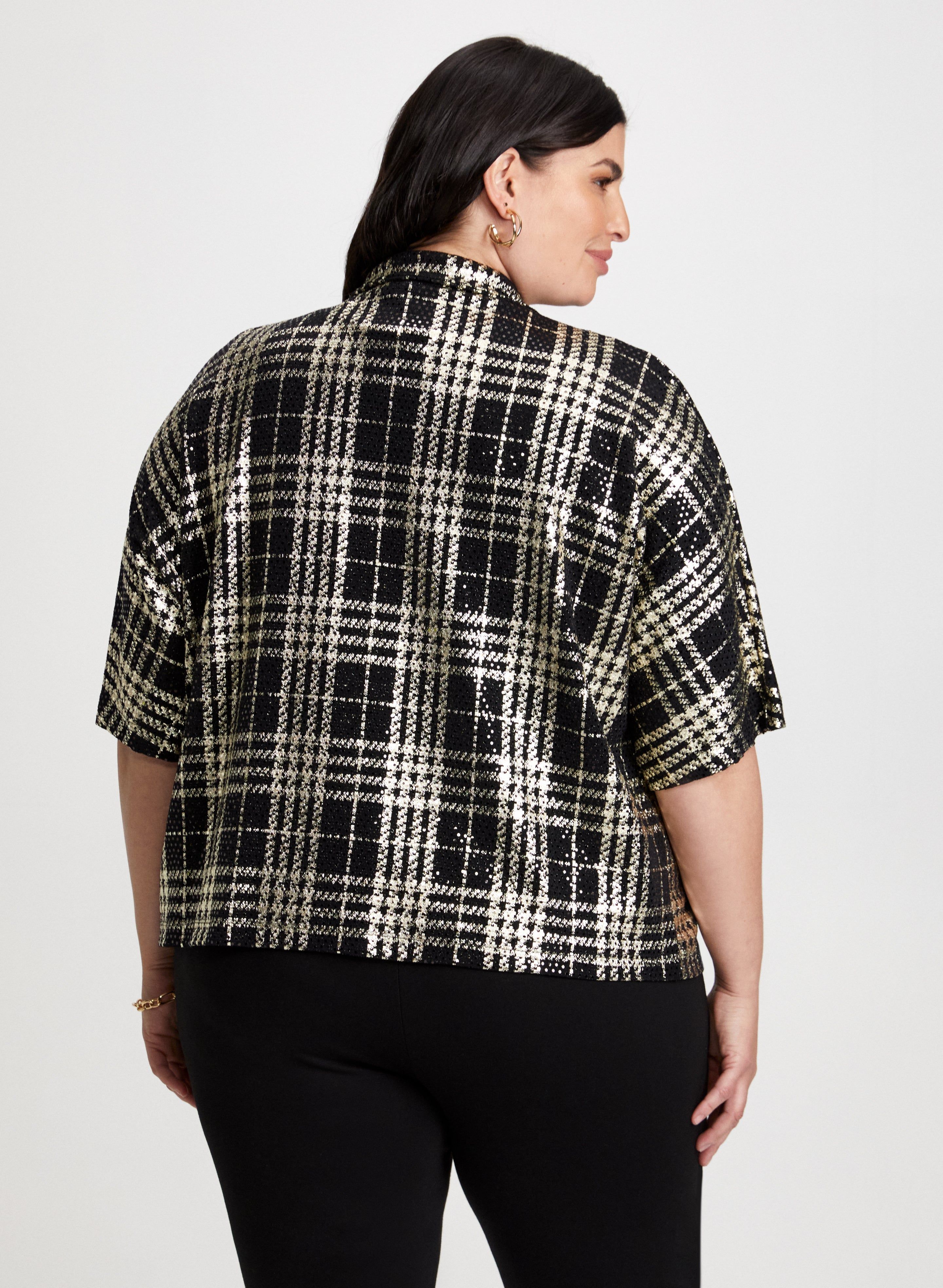Plaid Print Sequin Detail Top sold by Laura product image thumbnail 4