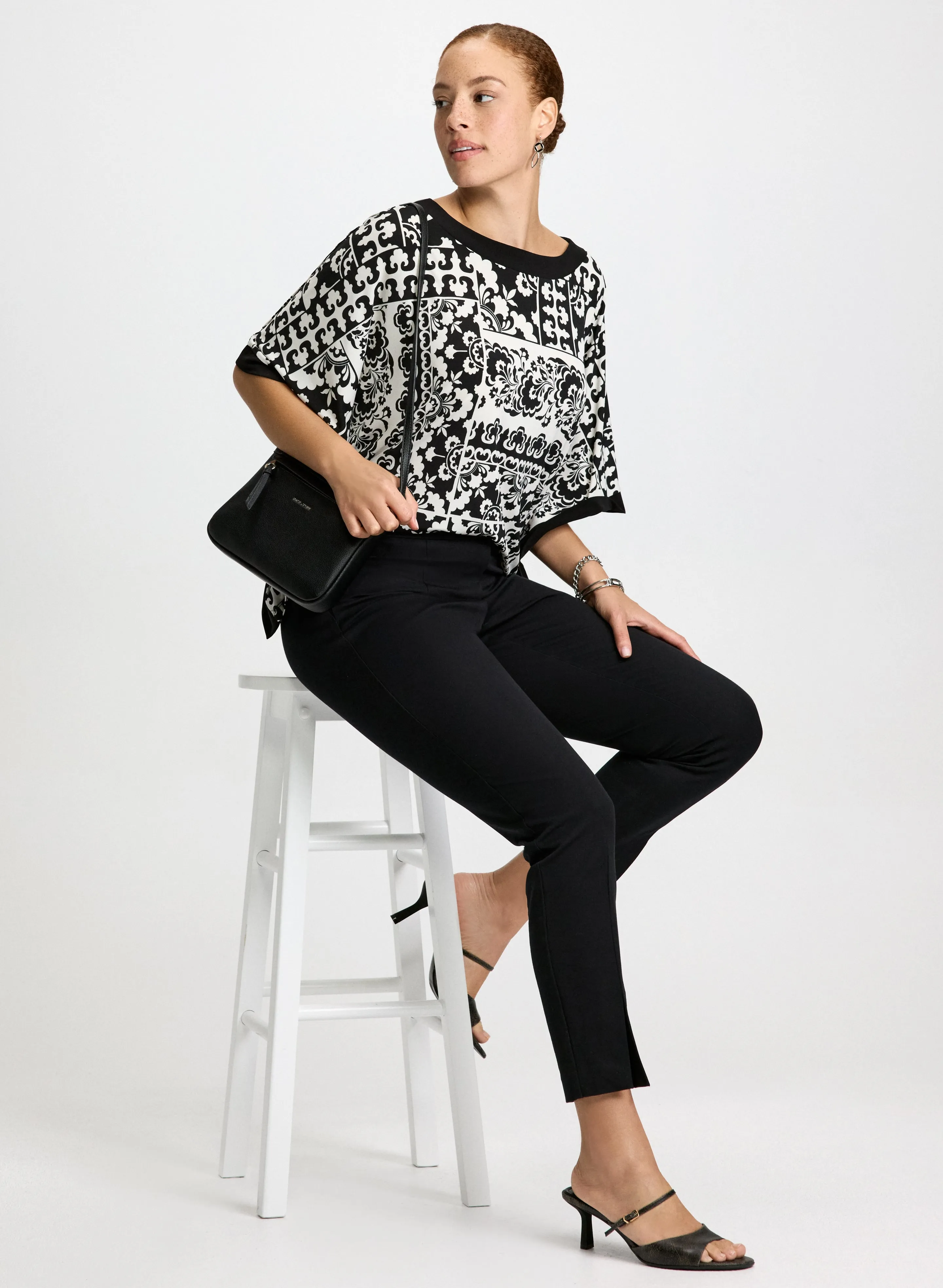 Paisley Print Top & City Fit Front Slit Pants sold by Laura