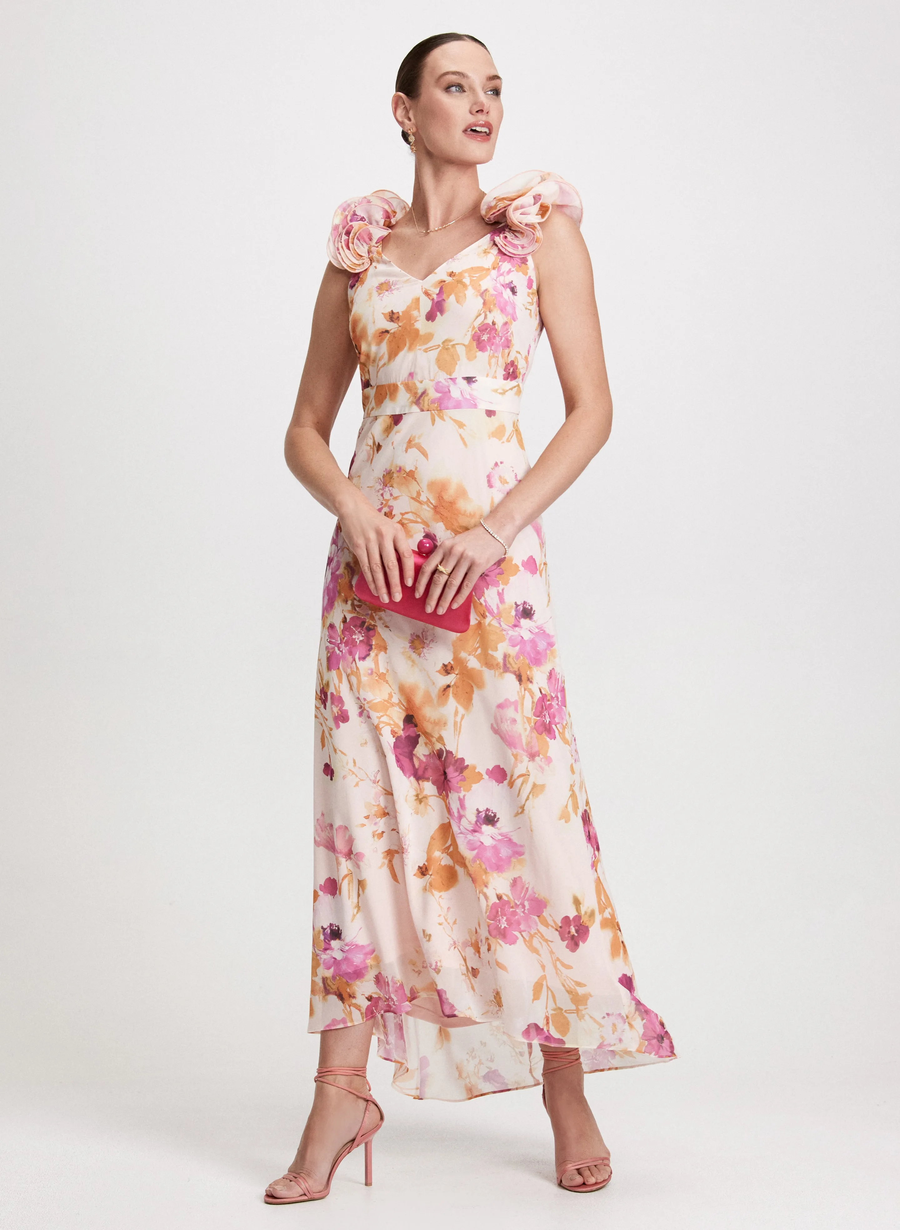 Ruffled Strap Floral Dress sold by Laura