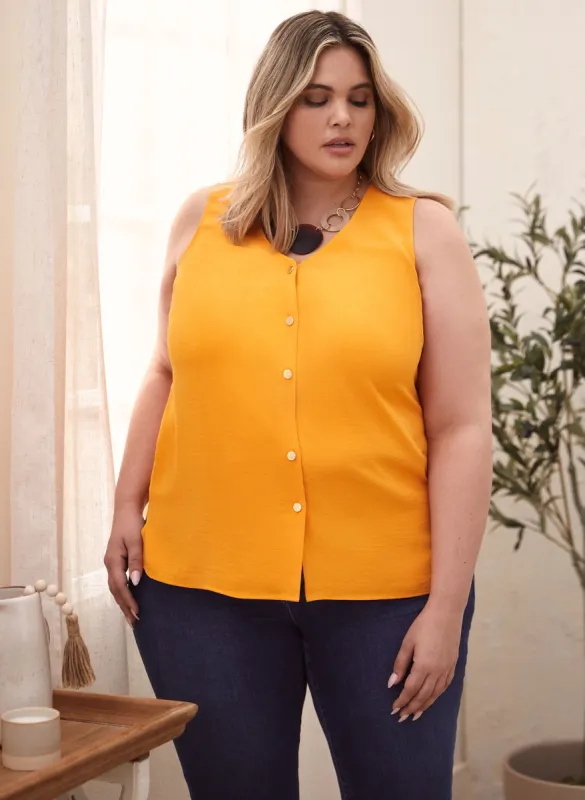 Sleeveless Button Detail Top sold by Laura