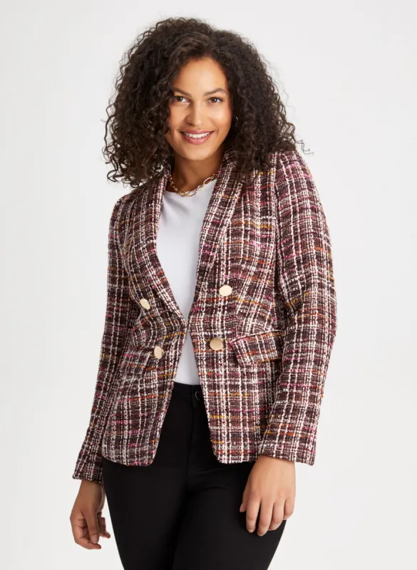 Plaid Bouclé Knit Jacket sold by Laura