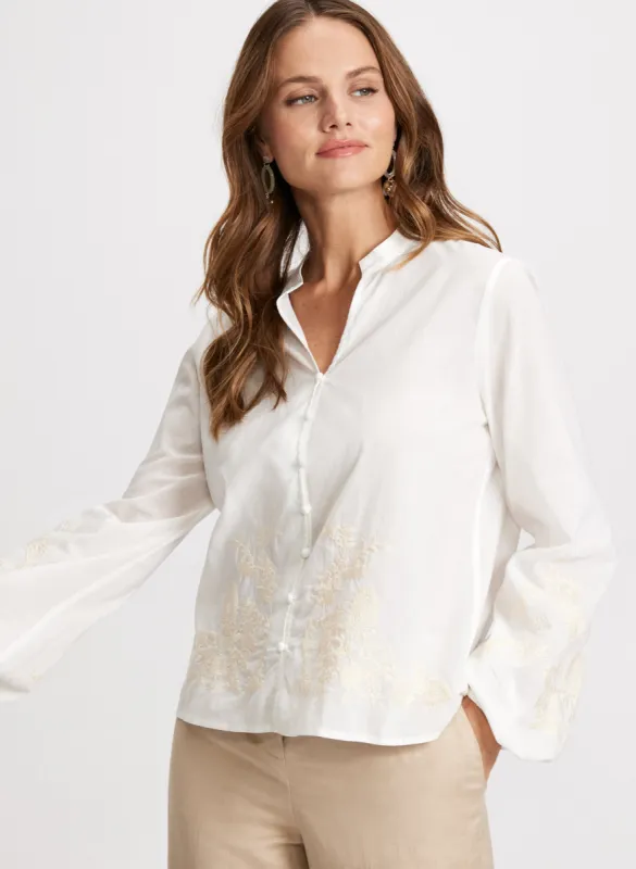 Embroidered Button-Down Blouse sold by Laura