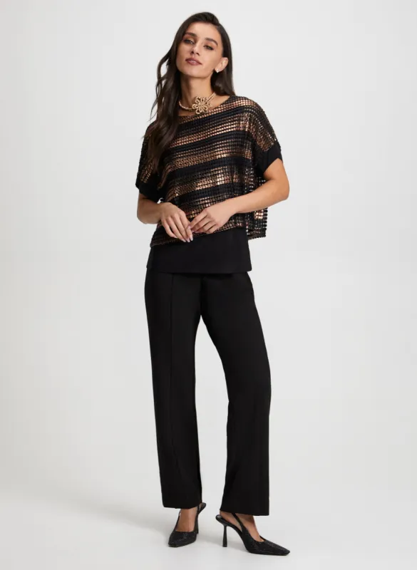 Metallic Stripe Top & Wide Leg Pants sold by Laura