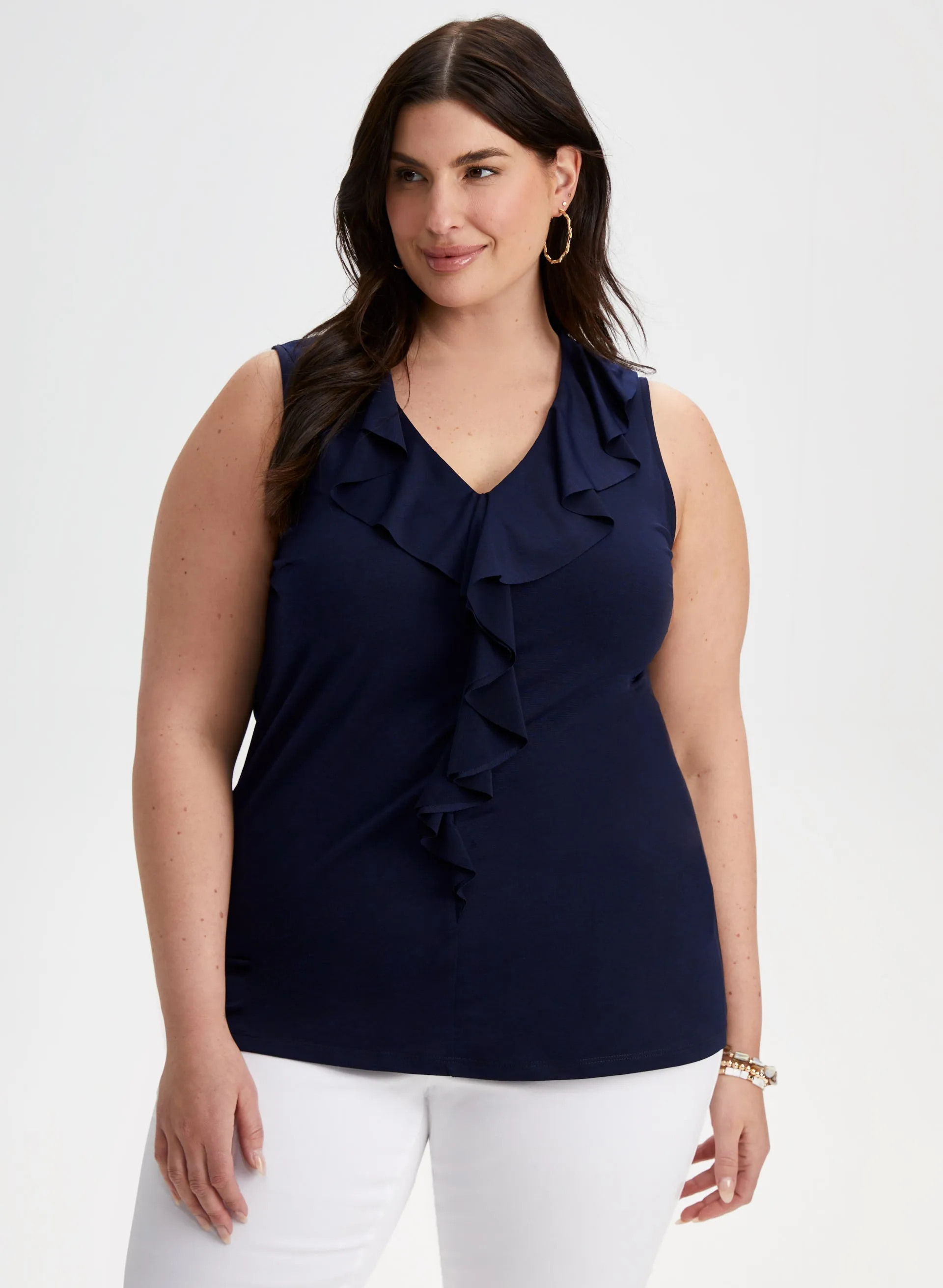 Cascading Ruffles Sleeveless Top sold by Laura