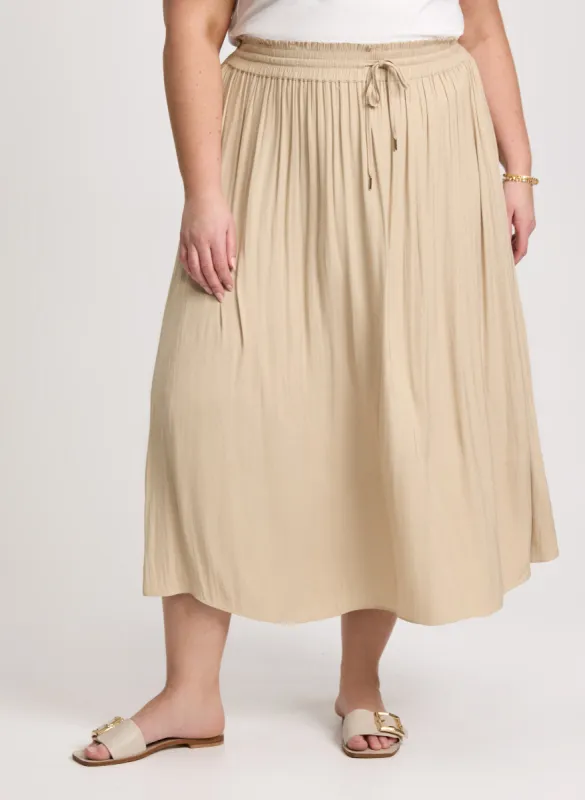 Smocked Waist Satin Maxi Skirt sold by Laura