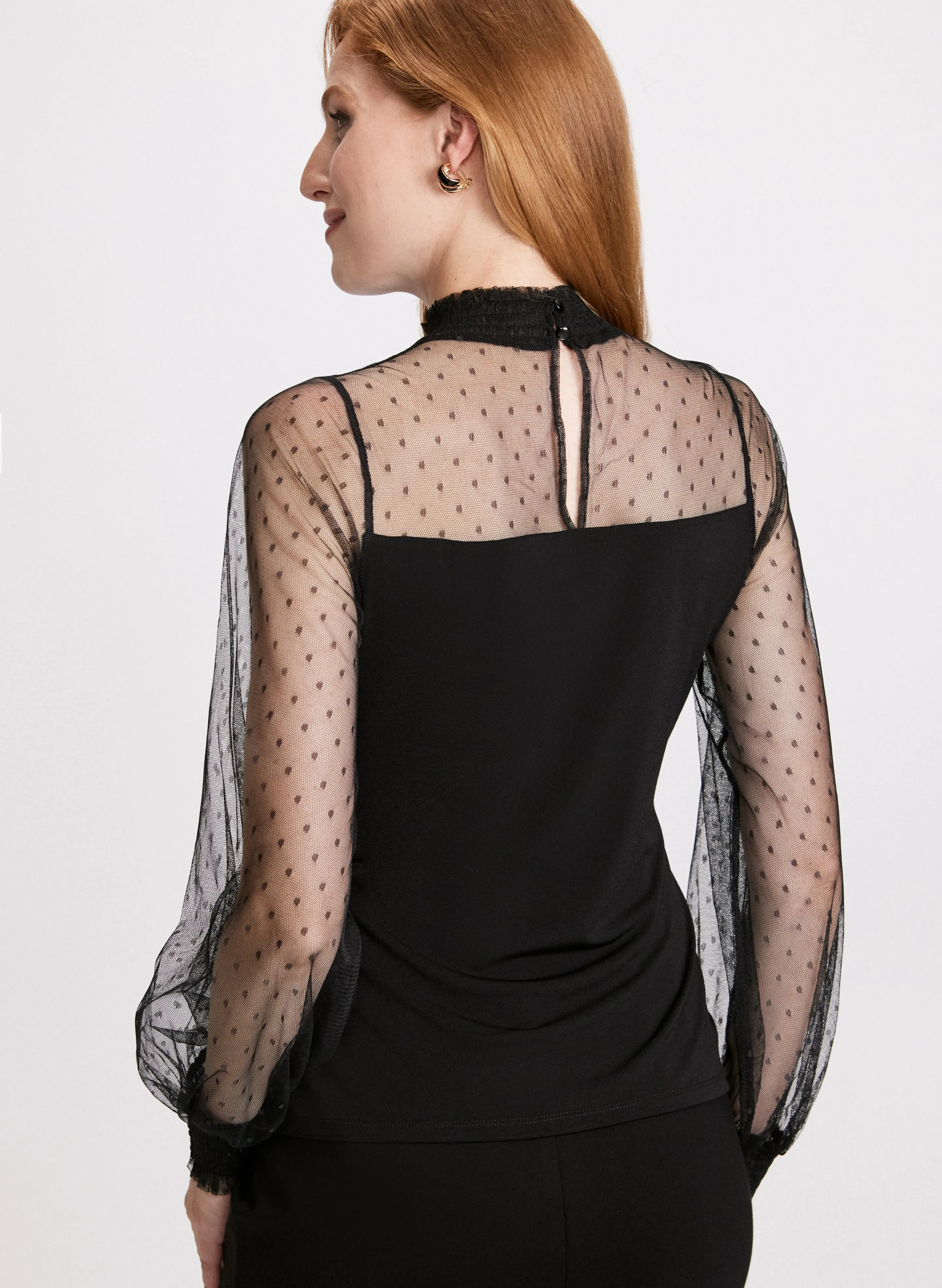 Mock Neck Mesh Sleeve Top sold by Laura product image thumbnail 2