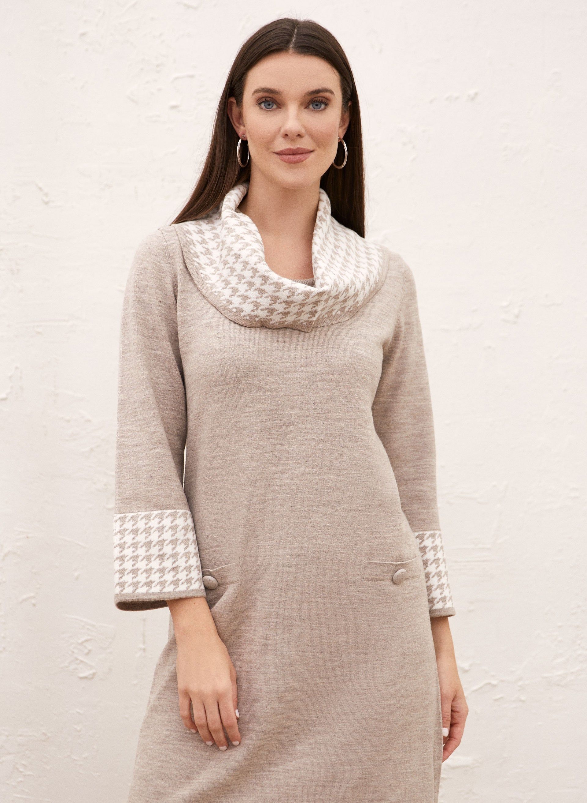 Houndstooth Trim Sweater Dress sold by Laura product image thumbnail 5