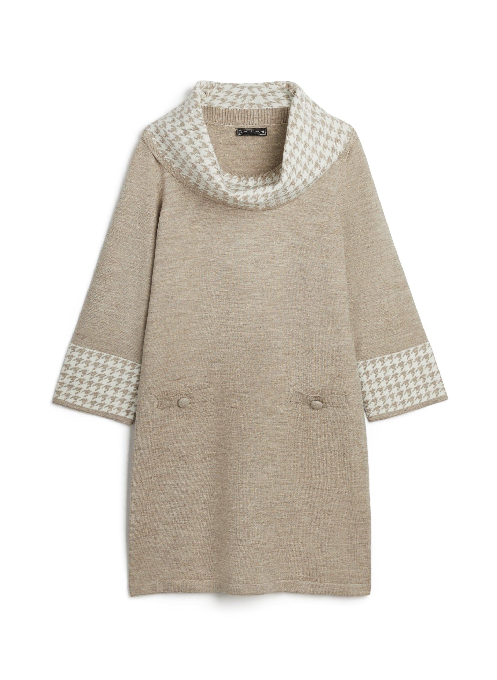 Houndstooth Trim Sweater Dress sold by Laura product image thumbnail 3