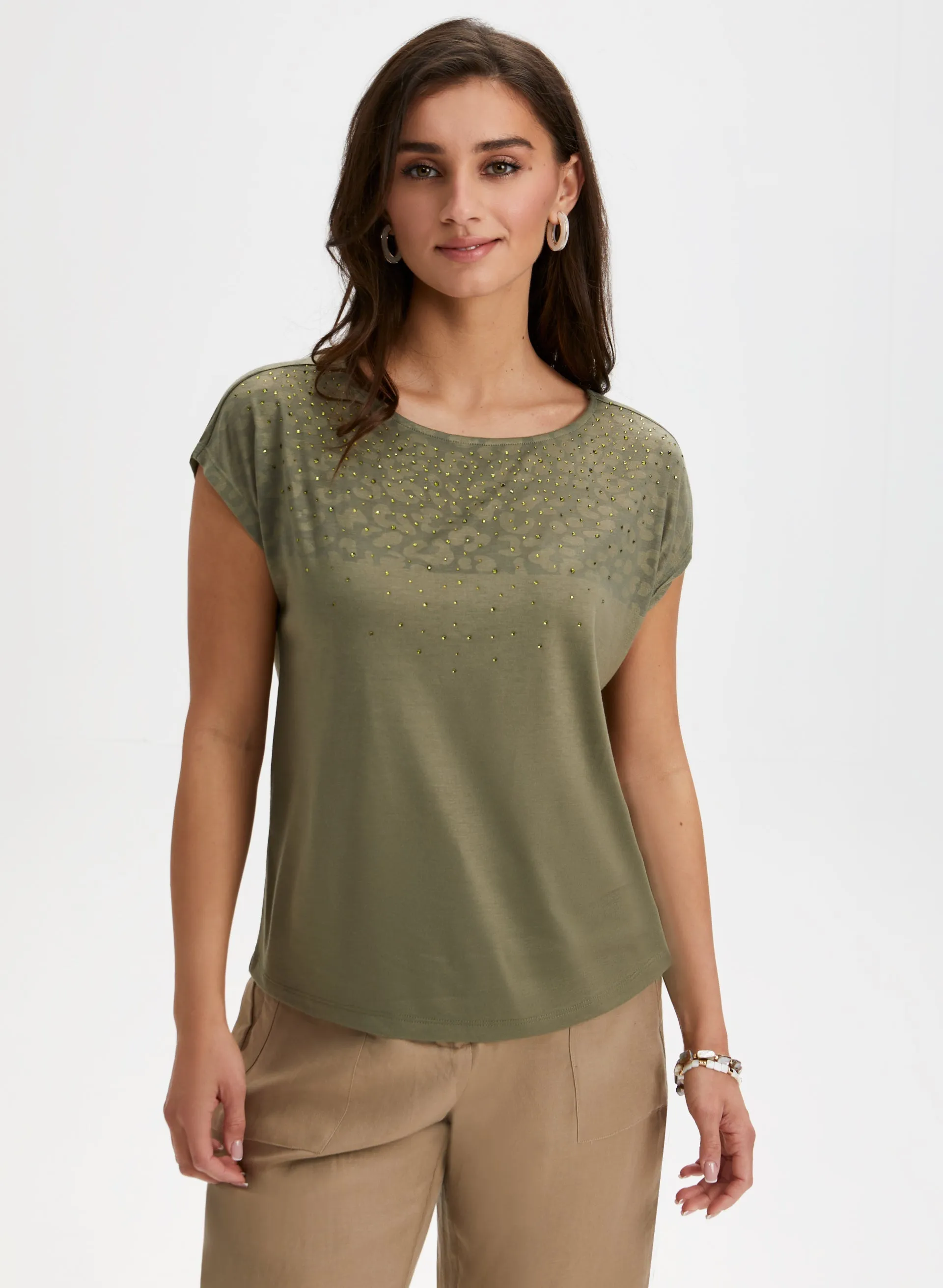 Rhinestone Detail Burnout Tee sold by Laura product image thumbnail 5