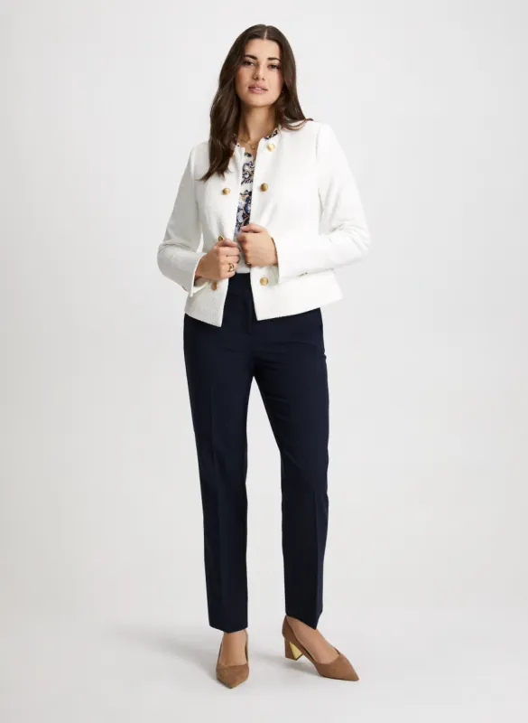 Knit Jacket With Decorative Buttons & Slim-Leg Ankle Pants sold by Laura