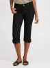 Button & Tab Hem Denim Capris sold by Laura