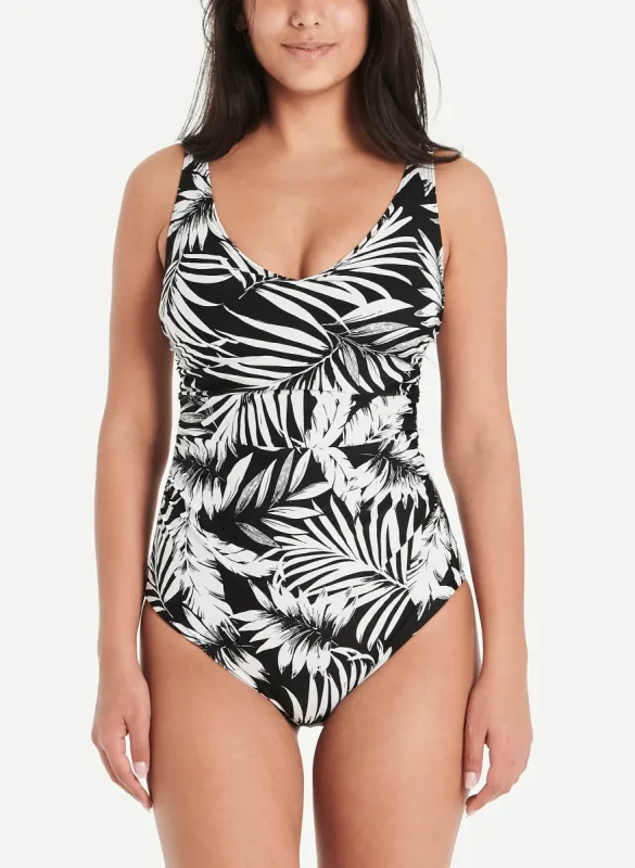 Leaf Print One-Piece Swimsuit sold by Laura