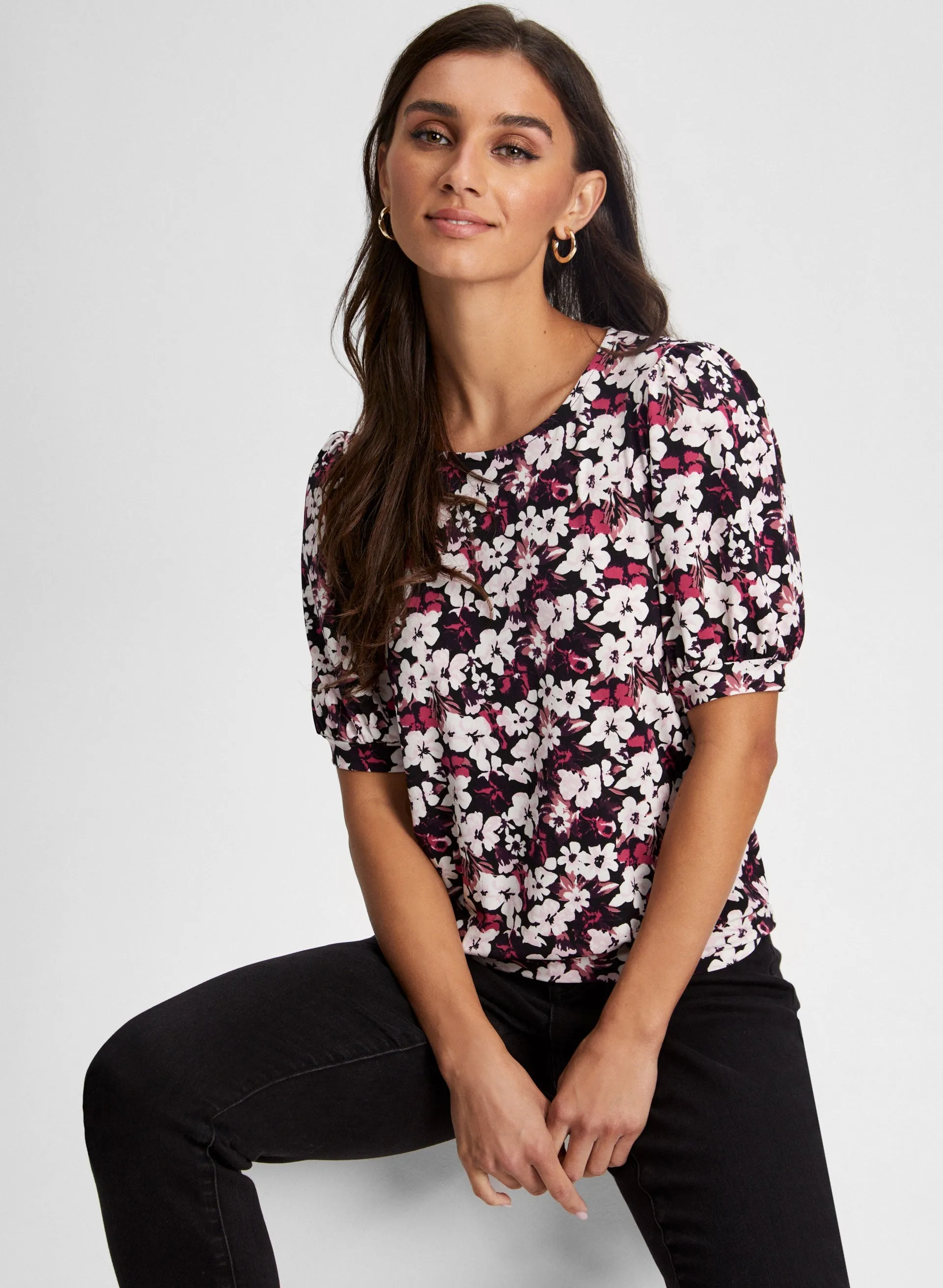 Floral Print Puff Sleeve Top sold by Laura product image thumbnail 5