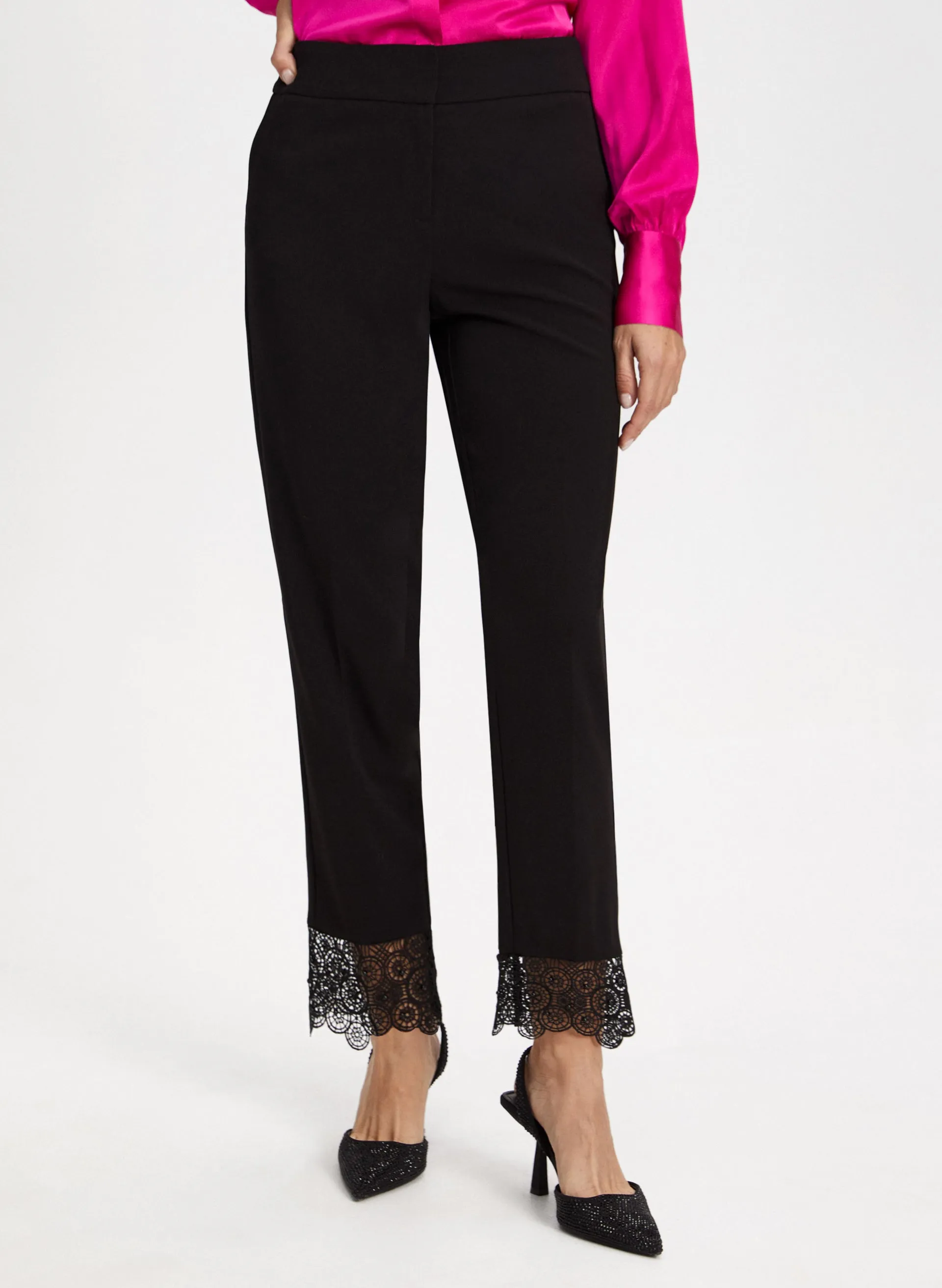 Lace Trim Straight Leg Pants sold by Laura