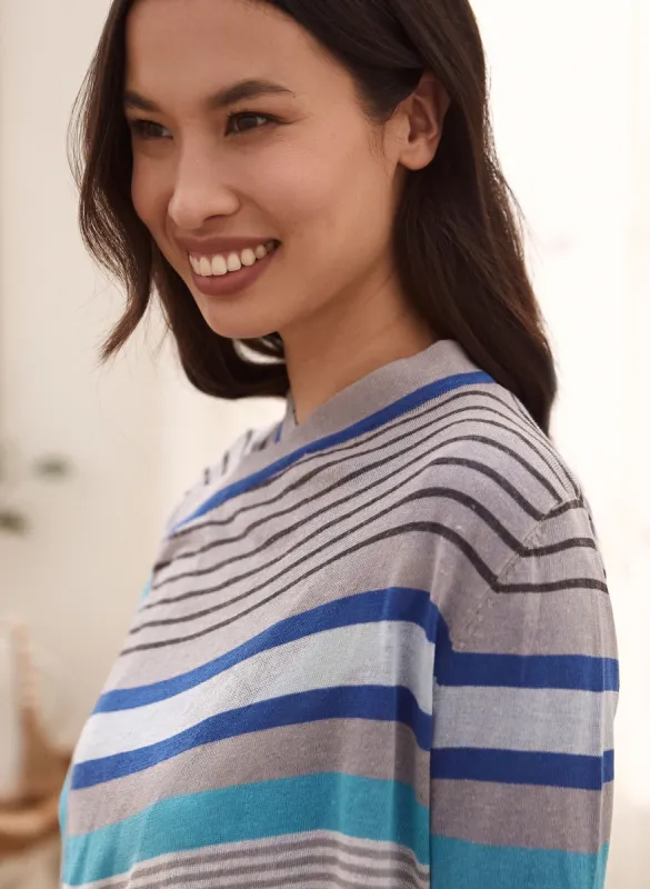 Stripe Print Open Front Cardigan sold by Laura