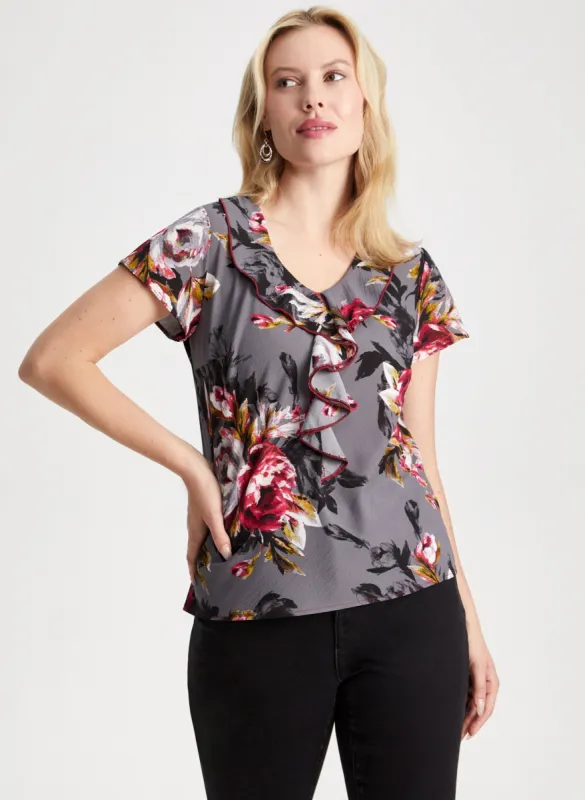 Ruffle Detail Floral Blouse sold by Laura