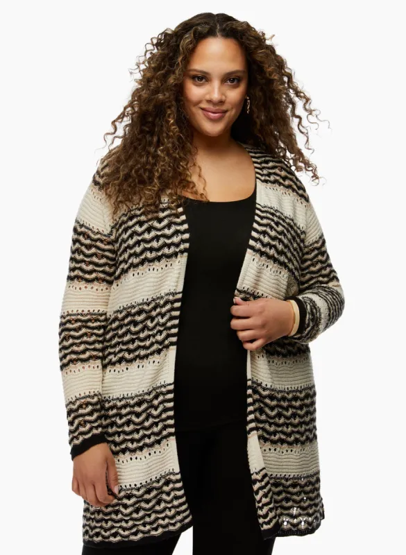 Scallop Stripe Print Cardigan sold by Laura