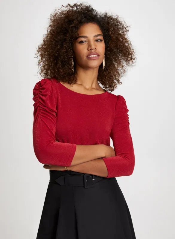 Sleeve Detail Glitter Top sold by Laura