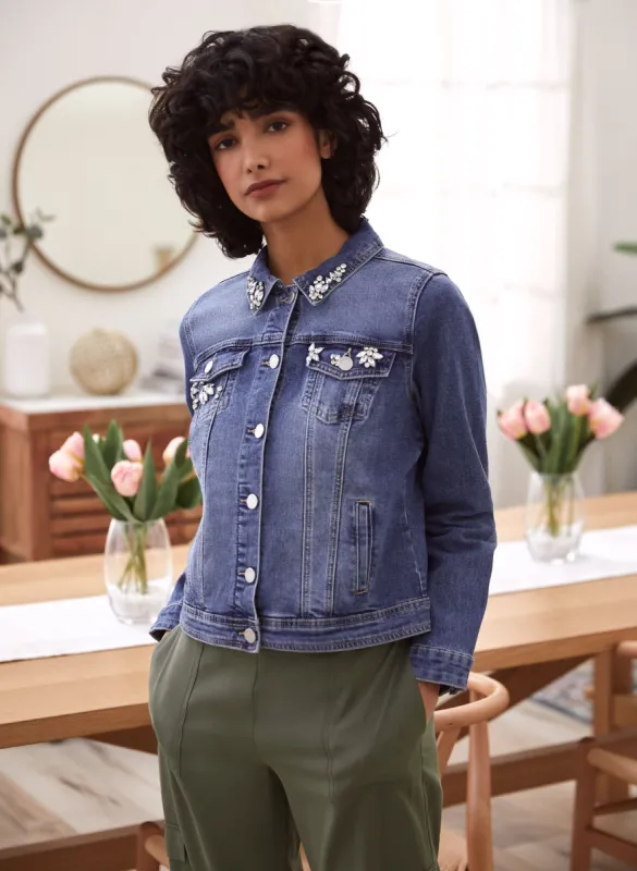 Jewel Detail Denim Jacket sold by Laura