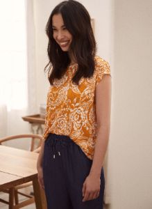 Two-Tone Paisley Print Top sold by Laura