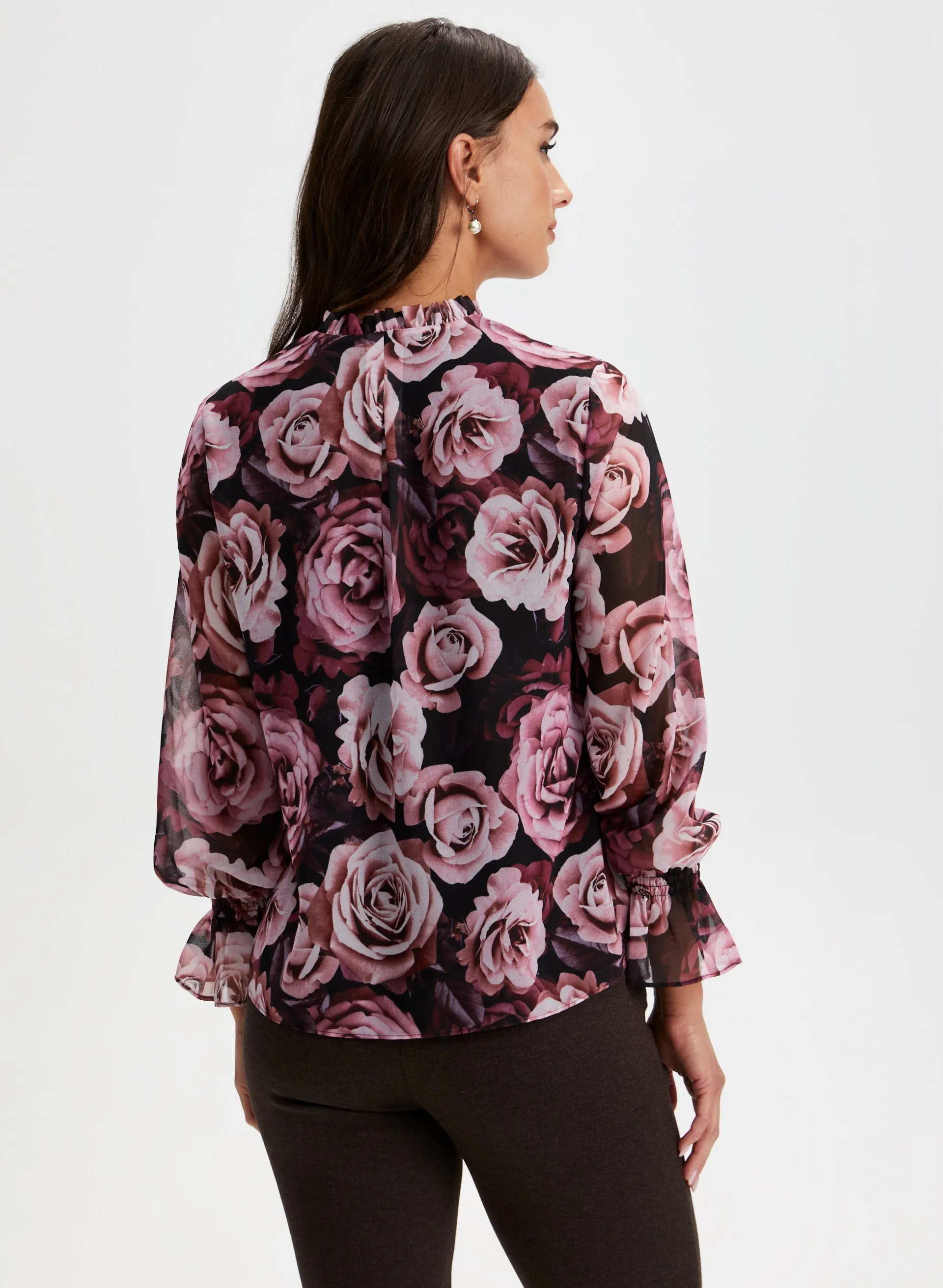 Split Neck Floral Print Top sold by Laura product image thumbnail 4