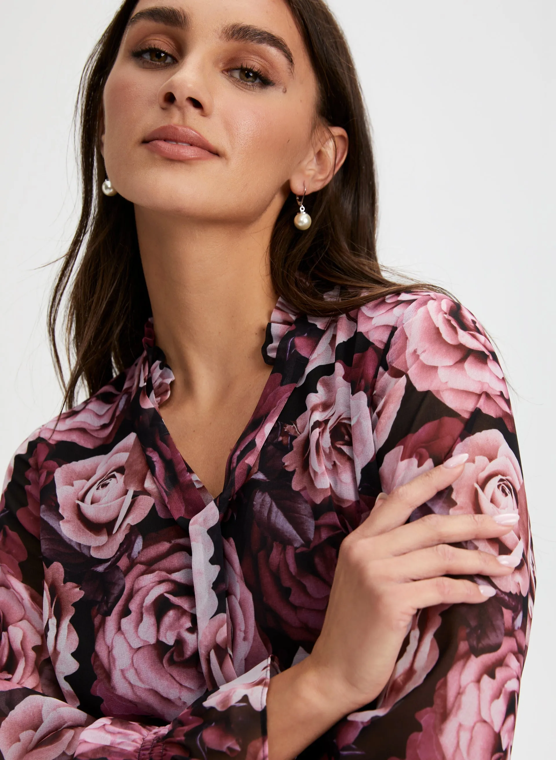 Split Neck Floral Print Top sold by Laura product image thumbnail 2