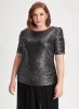 Sequin Shirred Sleeve Top sold by Laura
