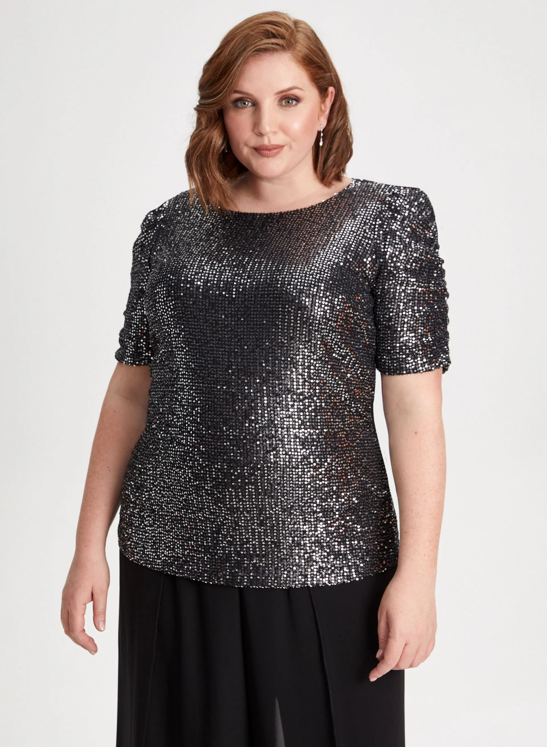 Sequin Shirred Sleeve Top sold by Laura product image thumbnail 5